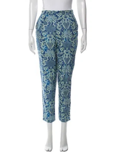 Pre-owned Rhode Floral Print Straight Leg Pants In Blue