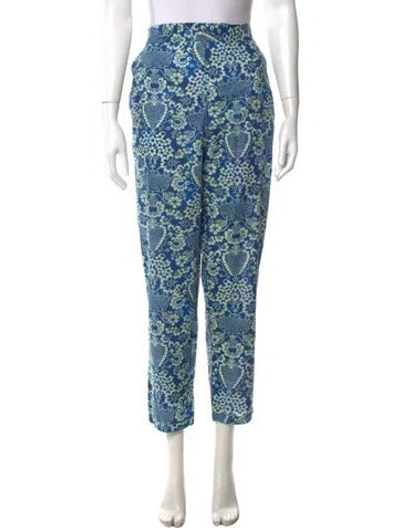 Pre-owned Rhode Floral Print Straight Leg Pants In Blue