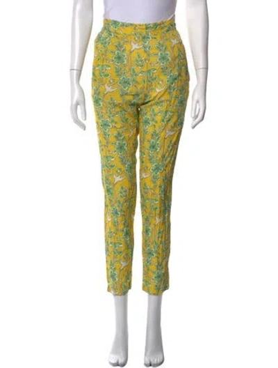 Pre-owned Rhode Floral Print Straight Leg Pants In Yellow