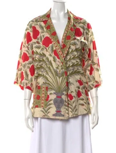 Pre-owned Rhode Floral Print V-neck Blouse