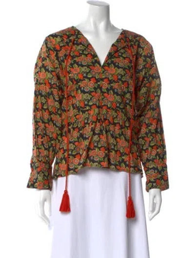 Pre-owned Rhode Floral Print V-neck Blouse In Multi