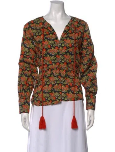 Pre-owned Rhode Floral Print V-neck Blouse In Multi