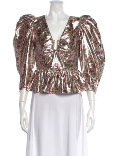 Pre-owned Rhode Floral Print V-neck Blouse In Multi