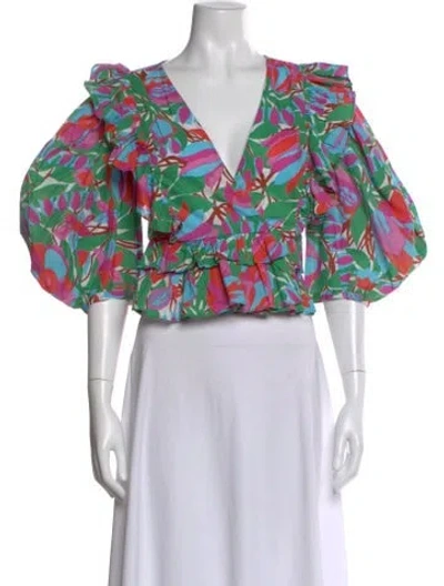 Pre-owned Rhode Floral Print V-neck Blouse In Multi
