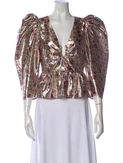 Pre-owned Rhode Floral Print V-neck Blouse In Multi