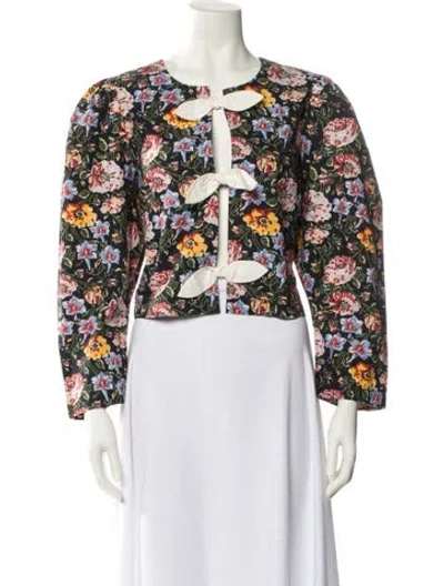Pre-owned Rhode Floral Print V-neck Crop Top In Multi