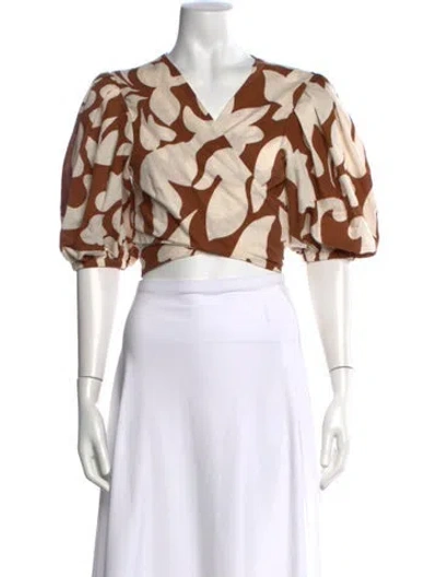 Pre-owned Rhode Floral Print V-neck Crop Top In Multi