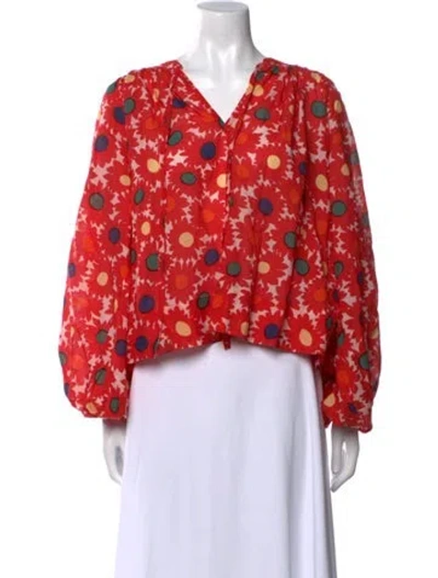 Pre-owned Rhode Floral Print V-neck Crop Top W/ Tags In Red