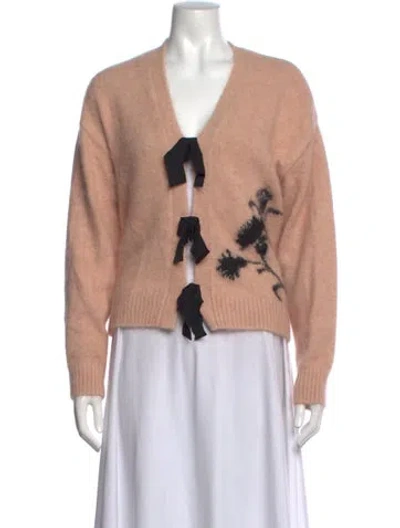 Pre-owned Rhode Floral Print V-neck Sweater In Pink