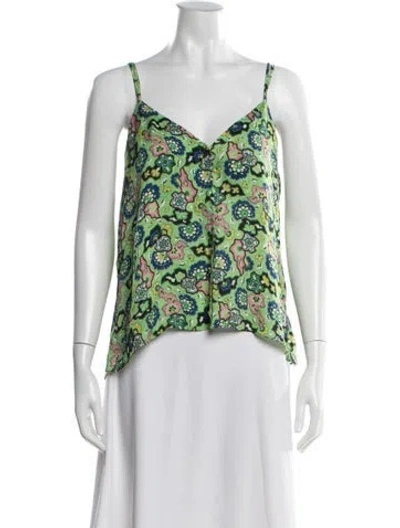 Pre-owned Rhode Floral Print V-neck Top In Blue