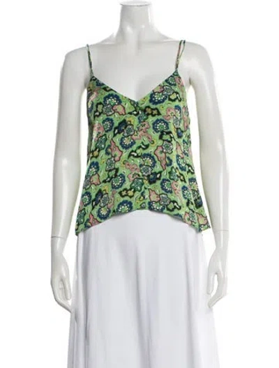 Pre-owned Rhode Floral Print V-neck Top In Green