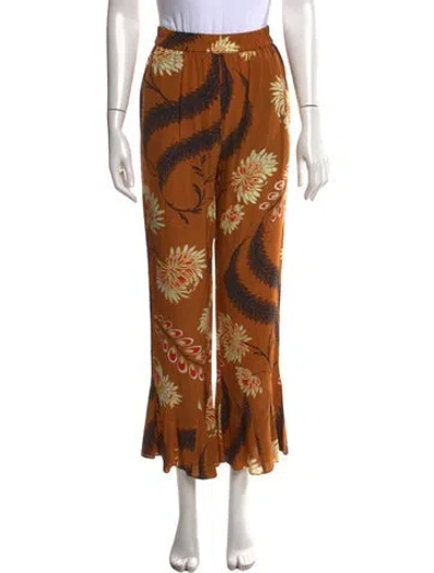Pre-owned Rhode Floral Print Wide Leg Pants In Orange