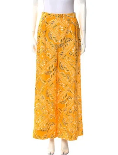 Pre-owned Rhode Floral Print Wide Leg Pants In Yellow