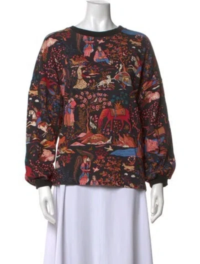 Pre-owned Rhode Graphic Print Crew Neck Sweater In Black