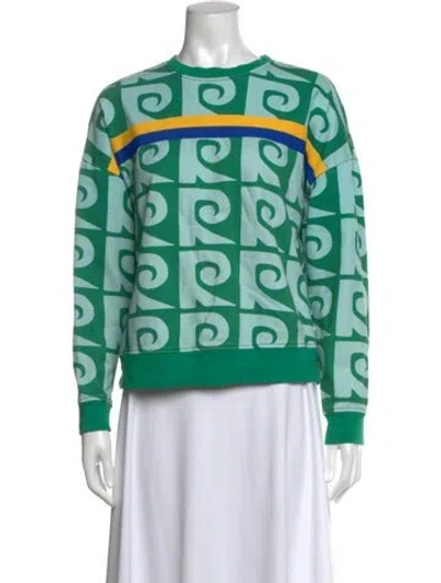 Pre-owned Rhode Graphic Print Crew Neck Sweater In Green