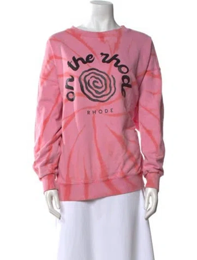 Pre-owned Rhode Graphic Print Crew Neck Sweatshirt In Pink