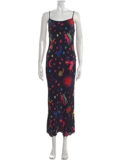 Pre-owned Rhode Graphic Print Long Dress In Blue