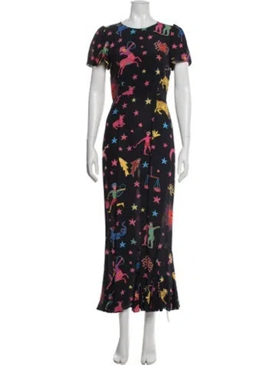 Pre-owned Rhode Graphic Print Long Dress In Blue