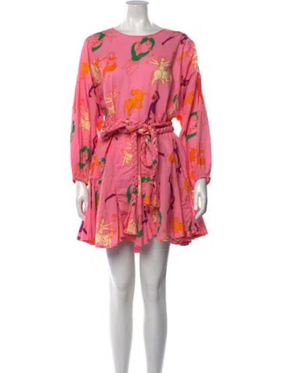 Pre-owned Rhode Graphic Print Mini Dress In Pink