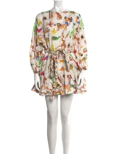 Pre-owned Rhode Graphic Print Mini Dress In White