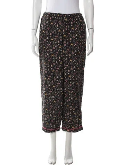 Pre-owned Rhode Graphic Print Wide Leg Pants In Black