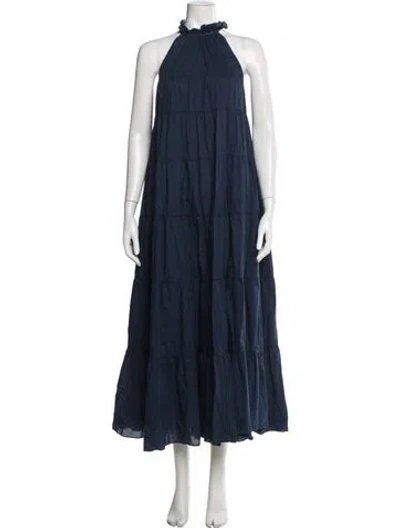 Pre-owned Rhode Halterneck Long Dress In Blue