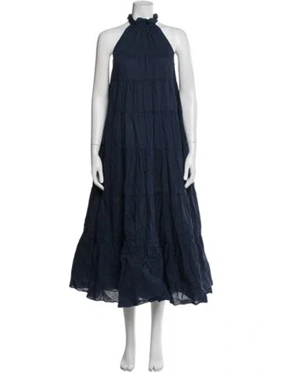 Pre-owned Rhode Halterneck Long Dress In Blue