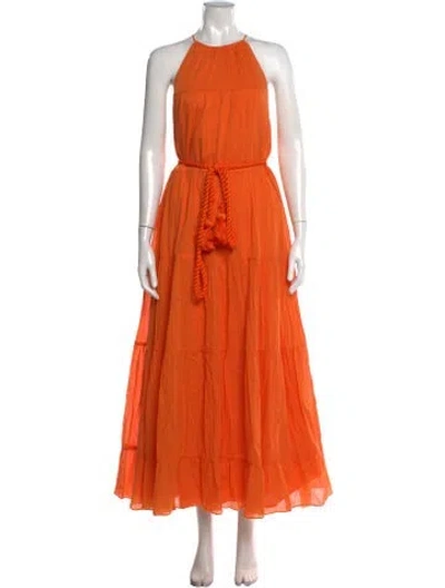 Pre-owned Rhode Halterneck Long Dress In Orange