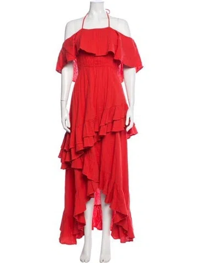 Pre-owned Rhode Halterneck Long Dress In Red