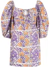 Rhode Jeanne Mini Dress In Mango Floral Print Grande In Purple