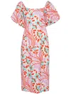 Rhode Karima Linen Midi Dress In Pink
