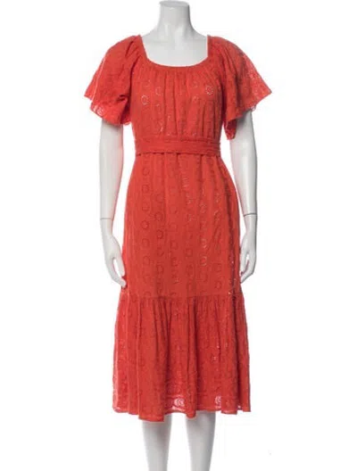 Pre-owned Rhode Lace Pattern Embroidered Accent Cover-up In Orange