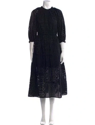 Pre-owned Rhode Lace Pattern Long Dress In Black