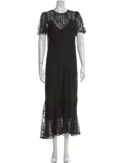 Pre-owned Rhode Lace Pattern Long Dress In Black