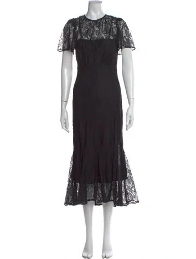 Pre-owned Rhode Lace Pattern Midi Length Dress In Black