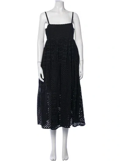 Pre-owned Rhode Lace Pattern Midi Length Dress In Black/blue