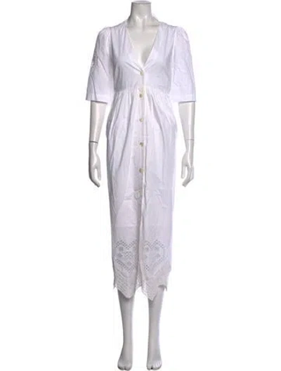 Pre-owned Rhode Lace Pattern Midi Length Dress In White