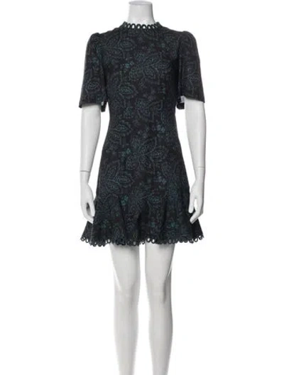 Pre-owned Rhode Lace Pattern Mini Dress In Black