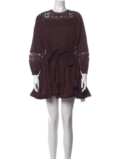 Pre-owned Rhode Lace Pattern Mini Dress In Brown