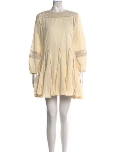 Pre-owned Rhode Lace Pattern Mini Dress In Neutrals