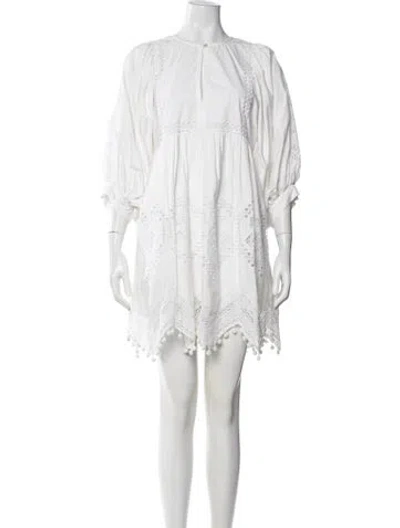 Pre-owned Rhode Lace Pattern Mini Dress In White