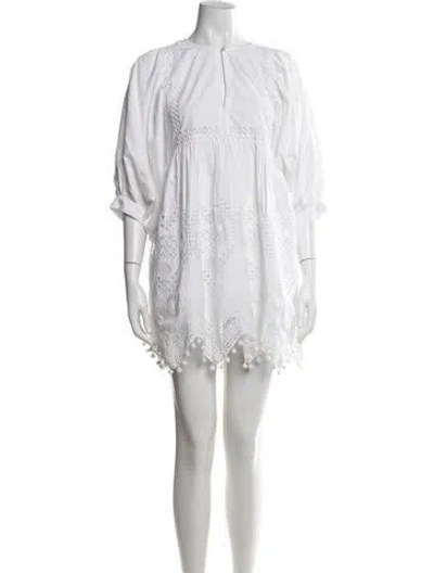 Pre-owned Rhode Lace Pattern Mini Dress In White