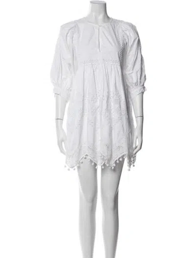 Pre-owned Rhode Lace Pattern Mini Dress In White