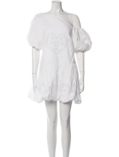 Pre-owned Rhode Lace Pattern Mini Dress In White
