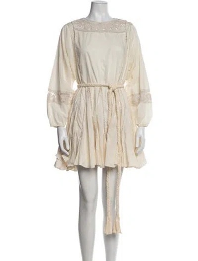 Pre-owned Rhode Lace Pattern Mini Dress In White