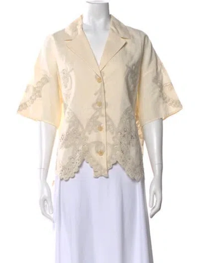Pre-owned Rhode Lace Pattern Short Sleeve Blouse In Neutral