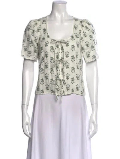 Pre-owned Rhode Linen Floral Print Blouse In Multi