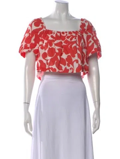 Pre-owned Rhode Linen Floral Print Crop Top In Pink