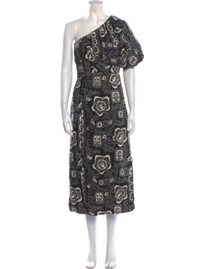 Pre-owned Rhode Linen Long Dress In Black