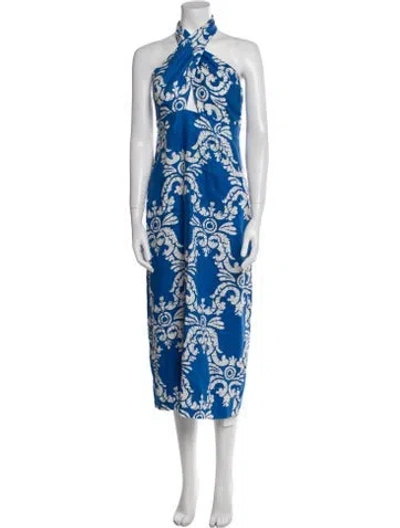 Pre-owned Rhode Linen Long Dress In Blue